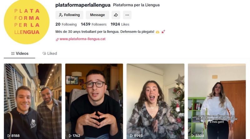 Plataforma per la Llengua s’estrena a TikTok per arribar als més joves i combatre la catalanofòbia